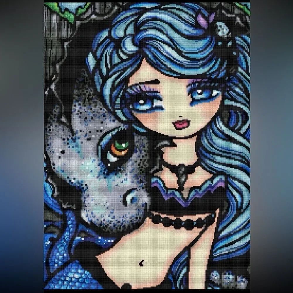 Sasha & Jet diamond painting kit by Hannah Lynn.